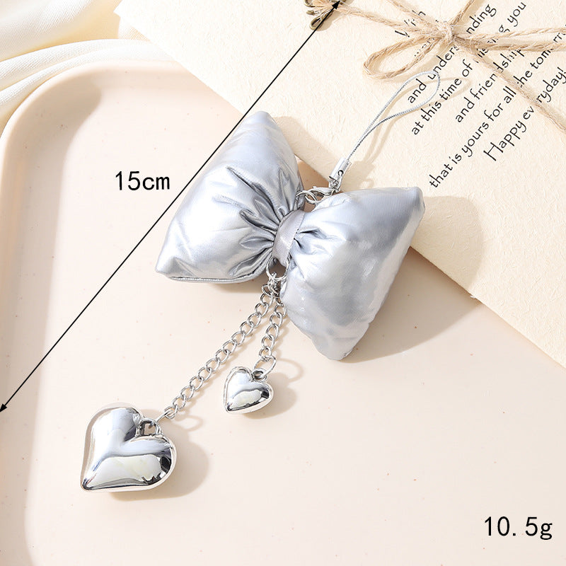 Wholesale New Cotton Leather Bow Mobile Phone Pendant High-end Sense Bag Keychain Hanging Women